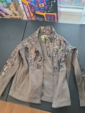 Mossy Oak Women's Brown & Gray Camouflage Fleece Utility Jacket